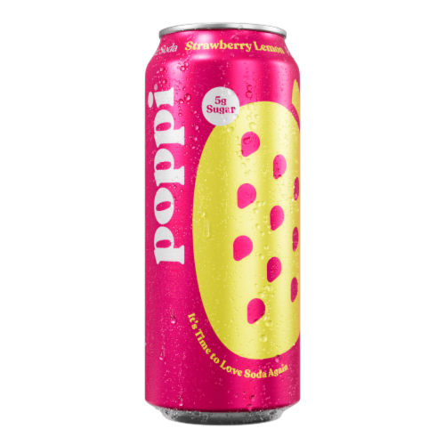 Poppi® Prebiotic Strawberry Lemon Soda Perspective: front
