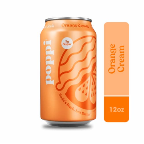 Poppi Orange Cream Prebiotic Soda Can Perspective: front