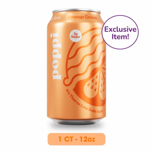 Poppi Orange Cream Prebiotic Soda Can Perspective: front