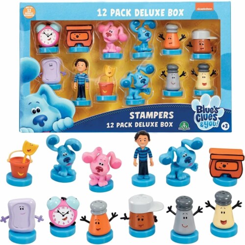 Blues Clues Stamps 12pk Tickety Josh Shovel Pail Slippery Soap Magenta Paprika PMI Perspective: front