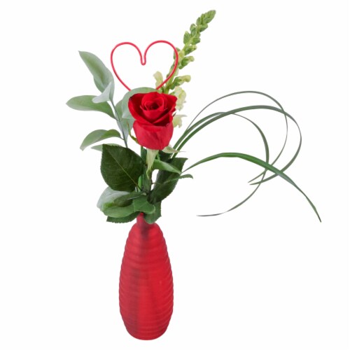 Valentine's Day True Love Fresh Flower Arrangement with Bud Vase Perspective: front