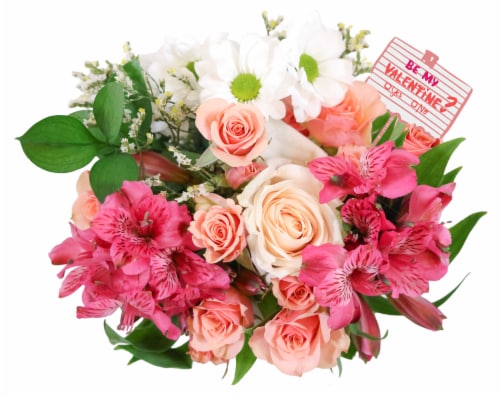 Be My Valentine Flowers Bouquet Perspective: front