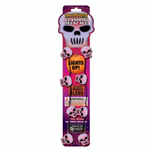 Skull Halloween Flashing Necklace Costume Accessory Perspective: front