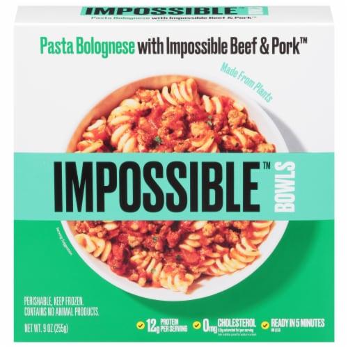 Impossible™ Bowls Pasta Bolognese Plant-Based Frozen Meal Perspective: front