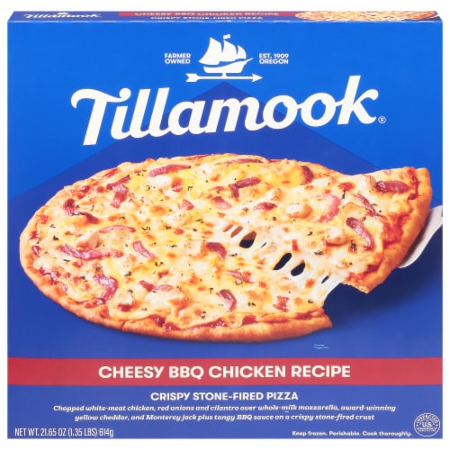 Tillamook® Cheesy BBQ Chicken Recipe Crispy Stone-Fired Frozen Pizza Perspective: front