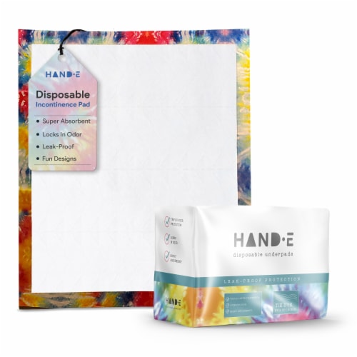 Hand-E Tie Dye Disposable Underpads, Leak proof Incontinence Bed Pads Perspective: front