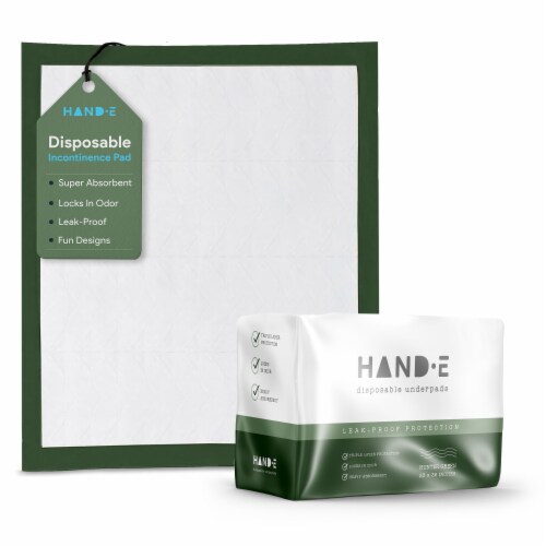 Hand-E Hunter Green Disposable Underpads, Leak proof Incontinence Bed Pads Perspective: front