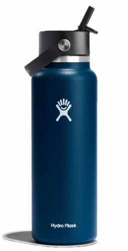 Hydro Flask Wide Mouth with Flex Straw Cap - Indigo Perspective: front