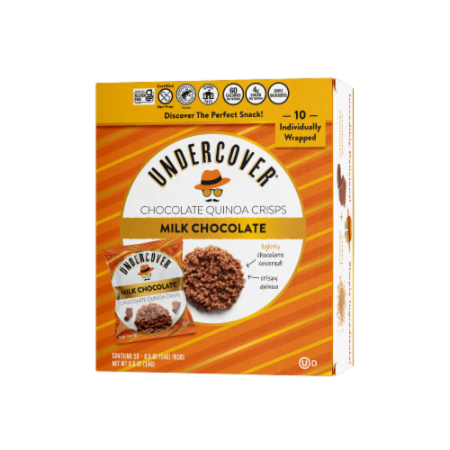 Undercover® Snacks Milk Chocolate Quinoa Crisps Perspective: front