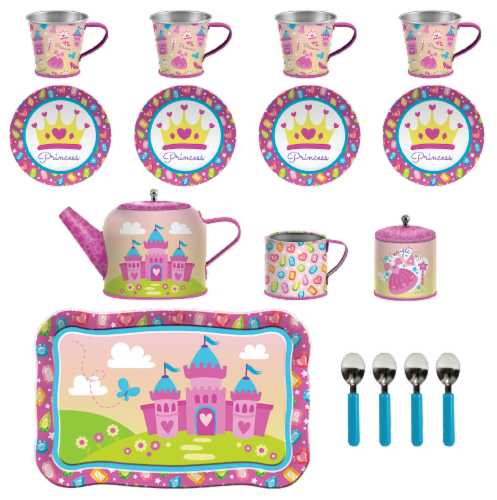 GOSSI Incorporated Castle Princess Tin Tea Set Perspective: front