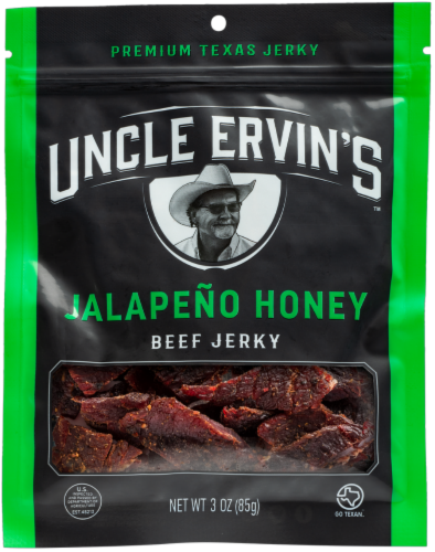 Uncle Ervin's™ Jalapeño Honey Beef Jerky Perspective: front