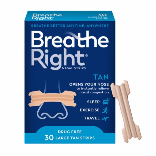Breathe Right Tan Nasal Strips Large 30 ea Perspective: front