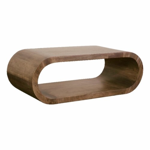 Porter Designs Ellipse Solid Acacia Wood Coffee Table - Gray Perspective: front