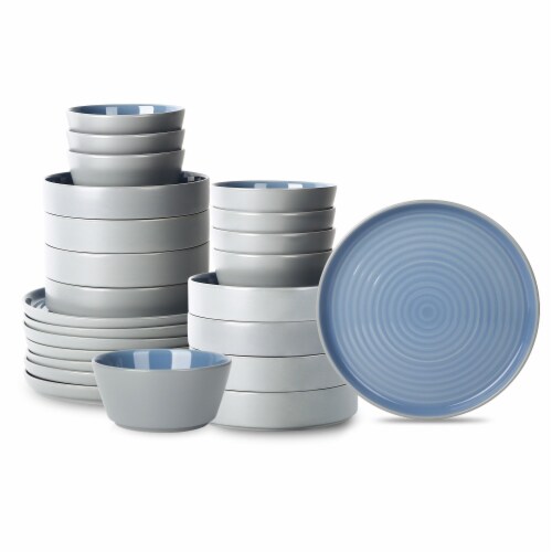 Stone Lain Elica Stoneware 24 Piece Dinnerware Set Dish Set for 8 Blue and Grey 24 Piece Service for 8 Pick n Save