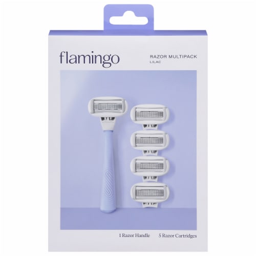 Flamingo Women’s 5 Blade Value Pack Lilac Razor With Refill Cartridges Perspective: front