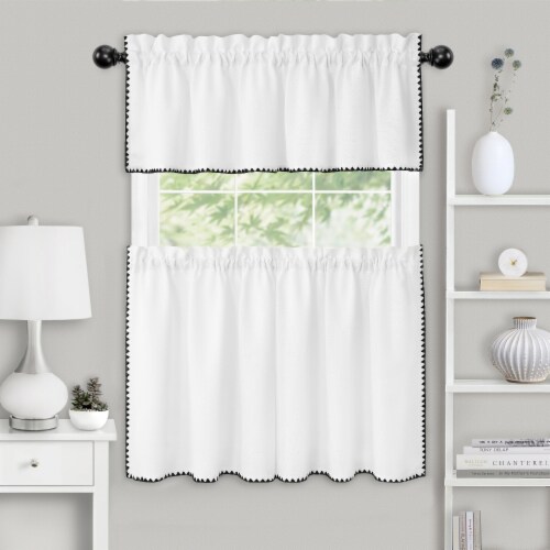 Kate Aurora Coastal Hamptons Living 3 Piece Kitchen Curtain Set