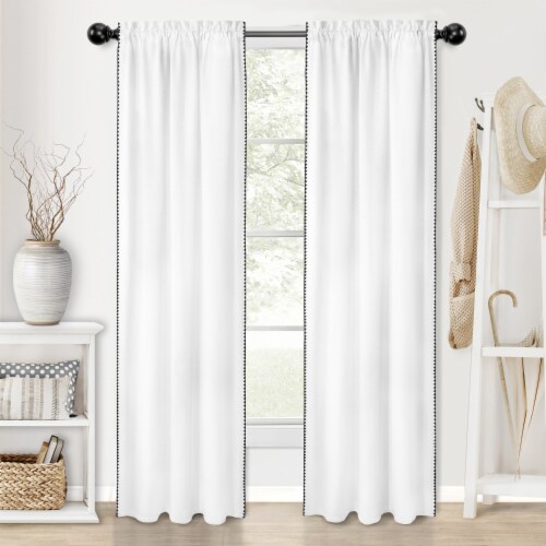 Kate Aurora 2 Piece Hamptons Semi Sheer Curtain Panels - 63 in. Long -  White, 63 in. Long - Fry's Food Stores