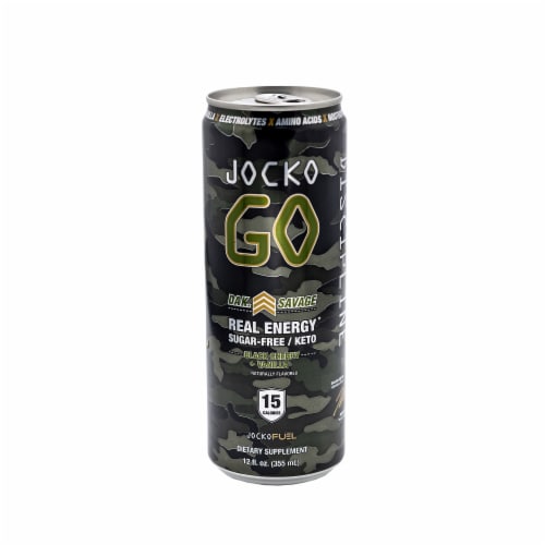 Jocko Fuel GO Dak Savage Black Cherry Vanilla Energy Drink Perspective: front
