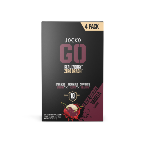 Jocko GO Black Cherry Vanilla Energy Drink Cans Perspective: front