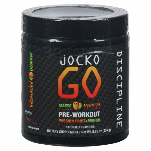 Jocko Fuel Go Mango Pre-Workout Perspective: front