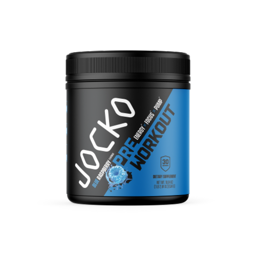 Jocko Blue Raspberry Pre-Workout Powder Perspective: front