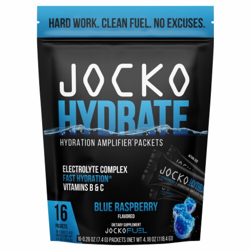 Jocko Hydration Blue Raspberry Electrolytes Packets Perspective: front