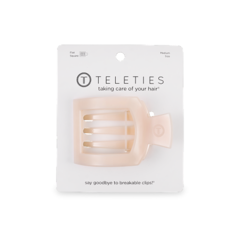 Teleties Flat Square Almond Beige Medium Hair Clip Perspective: front
