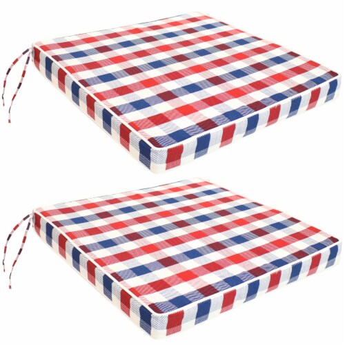 Sunnydaze Set of 2 Tufted Outdoor Seat Cushions - Blue