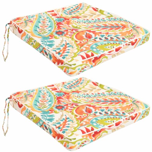 Sunnydaze Outdoor Square Seat Cushion 17 in Tropical Paisley
