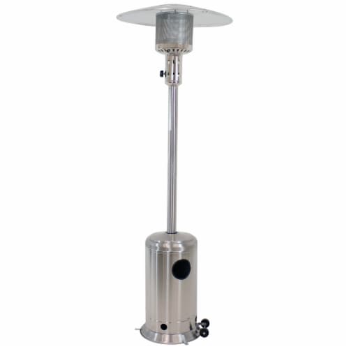 Sunnydaze Outdoor Propane Patio Heater with Cover/Wheels - 7 Foot - Stainless Perspective: front
