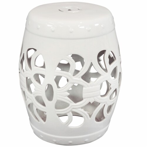 Sunnydaze 18 in Knotted Quatrefoil Ceramic Glaze Garden Stool