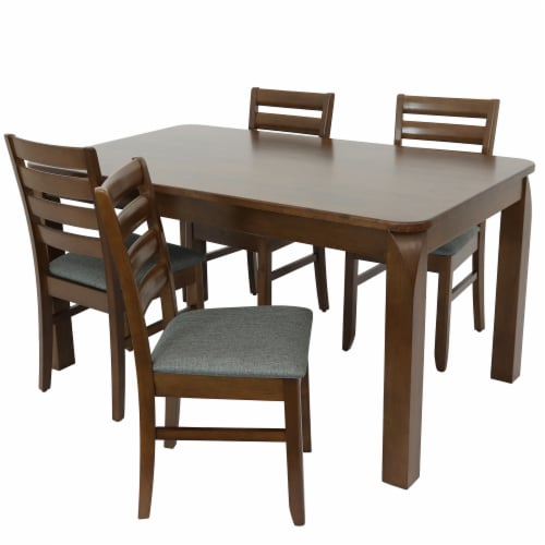 Sunnydaze Dorian 5Piece Wooden Dining Table and Chairs Set Dark