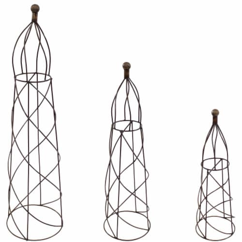 Metal Set of 3 Garden Trellis Obelisks Outdoor Decorative Plant