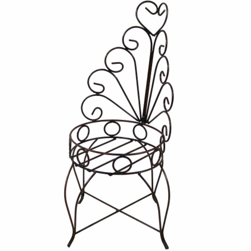 Sunnydaze Indoor/Outdoor Metal Sweethearts Chair Planter Stand - Brown - 25.25 Perspective: front