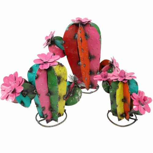Sunnydaze 3 Budding Cacti Decorative Metal Statue Set - Multi-Color, 15 ...