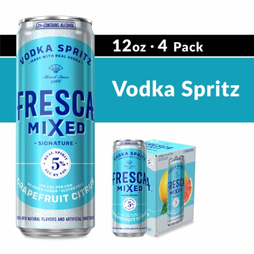 Fresca Mixed Vodka Spritz Grapefruit Citrus Gluten-Free Canned Cocktail Perspective: front
