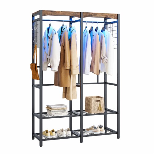 Bestier Metal Freestanding Wardrobe w Shelf Color Changing Light Rustic Brown 1 Piece Fry s Food Stores