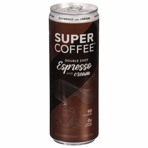 Super Coffee® Double Shot Espresso and Cream Coffee Drink Can Perspective: front