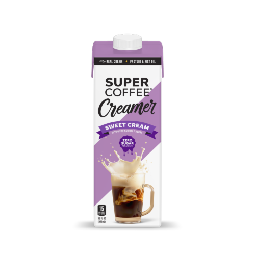 Super Coffee® Sweet Cream Zero Sugar Coffee Creamer Perspective: front