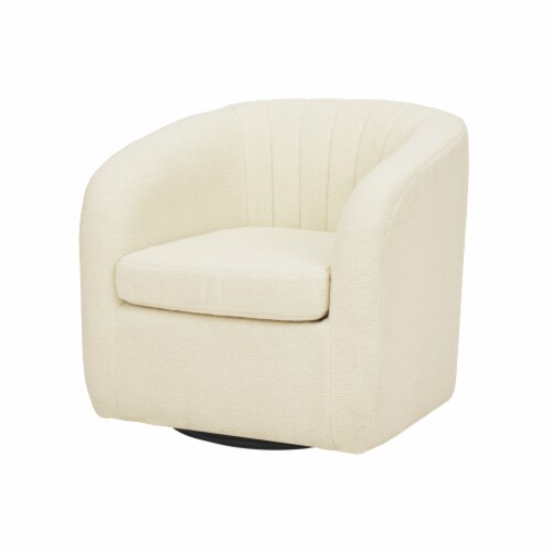 Teamson home Monroe faux shearing 28.75 Swivel Tub Chair Ivory