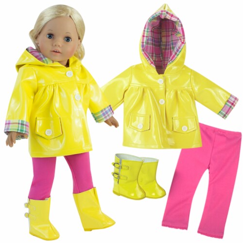 Sophia's - 18 Doll - Yellow Raincoat, Yellow Wellies & Hot Pink Leggings, 1 - Smith’s Food and Drug