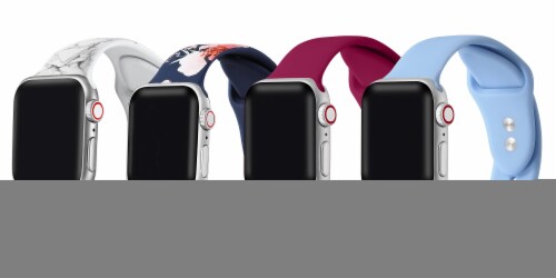 4-Pack of Silicone Bands for Apple Watch Series 1,2,3,4,5,6 & SE - Size 42mm/44mm Perspective: front