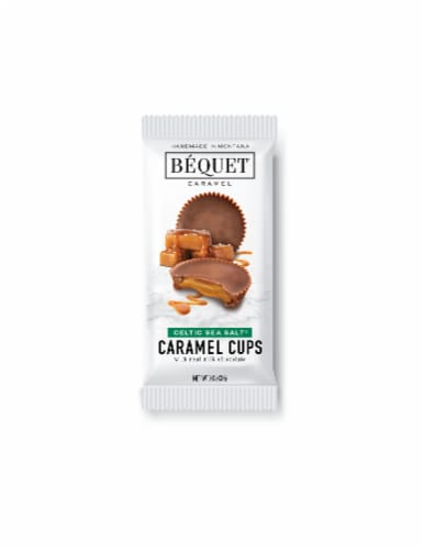 Bequet® Celtic Sea Salt Caramel Cups With Real Milk Chocolate Perspective: front