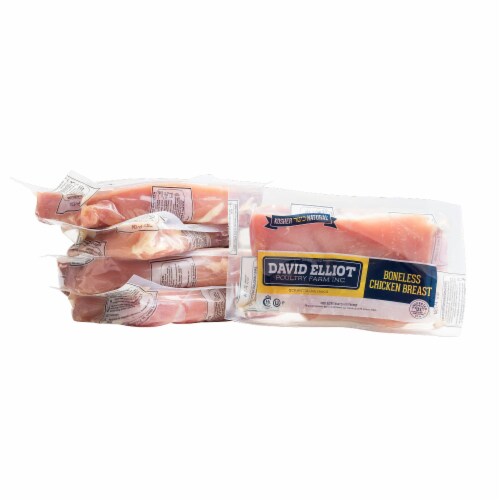 Kosher Boneless Skinless Chicken Breast Fillets, 2x Packs, 2 lbs per Pack, Certified Kosher Perspective: front