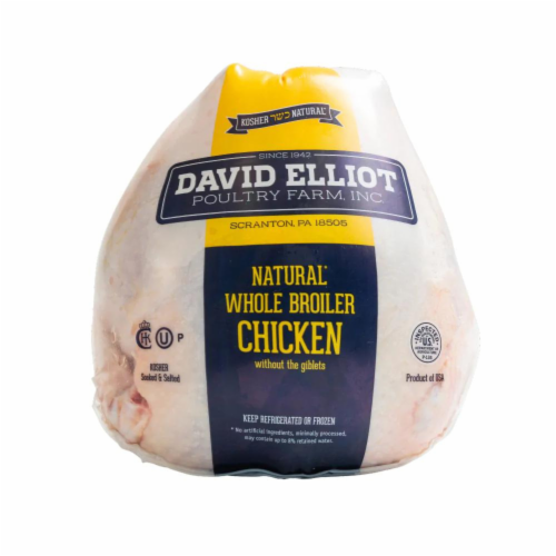 Kosher Bone-In Skin-On Whole Broiler Chicken, 3x Packs, 3.25 - 3.5 lbs per Pack, Perspective: front