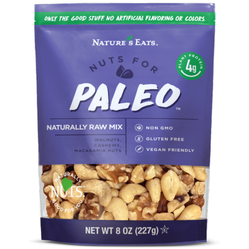 Nature's Eats Nuts for Paleo Naturally Raw Mix Perspective: front