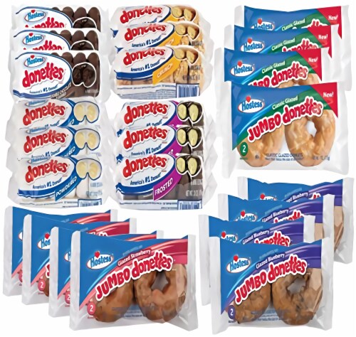 Hostess Donettes and Jumbo Donettes 7 Flavor Donut Lovers Variety Pack by Tribeca Curations | Perspective: front