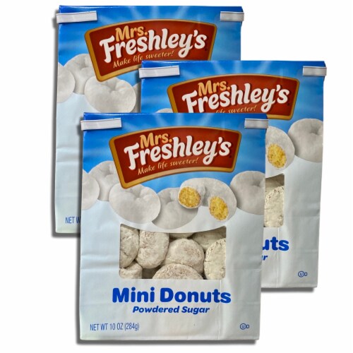 Powdered Sugar Mini Donuts by Mrs. Freshley's Bundled by Tribeca Curations | 10 Oz Bag | Valu Perspective: front