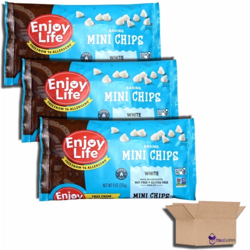 Tribeca Curations | White Chocolate Mini Baking Chips, Allergen Free, School Approved | 9 Oun Perspective: front