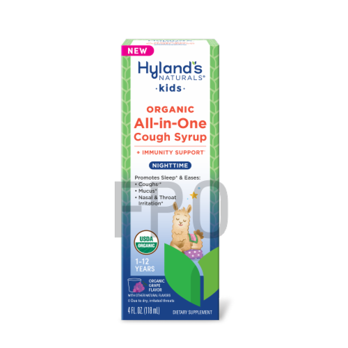 Hyland's Naturals® Kids Organic All-in-One Nighttime Cough Syrup - 4 fl oz Perspective: front